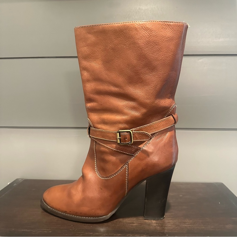J. Crew Tan Leather Heeled‎ Boots Size 9